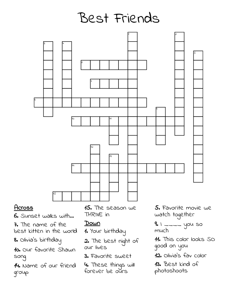 Best Friends Crossword WordMint