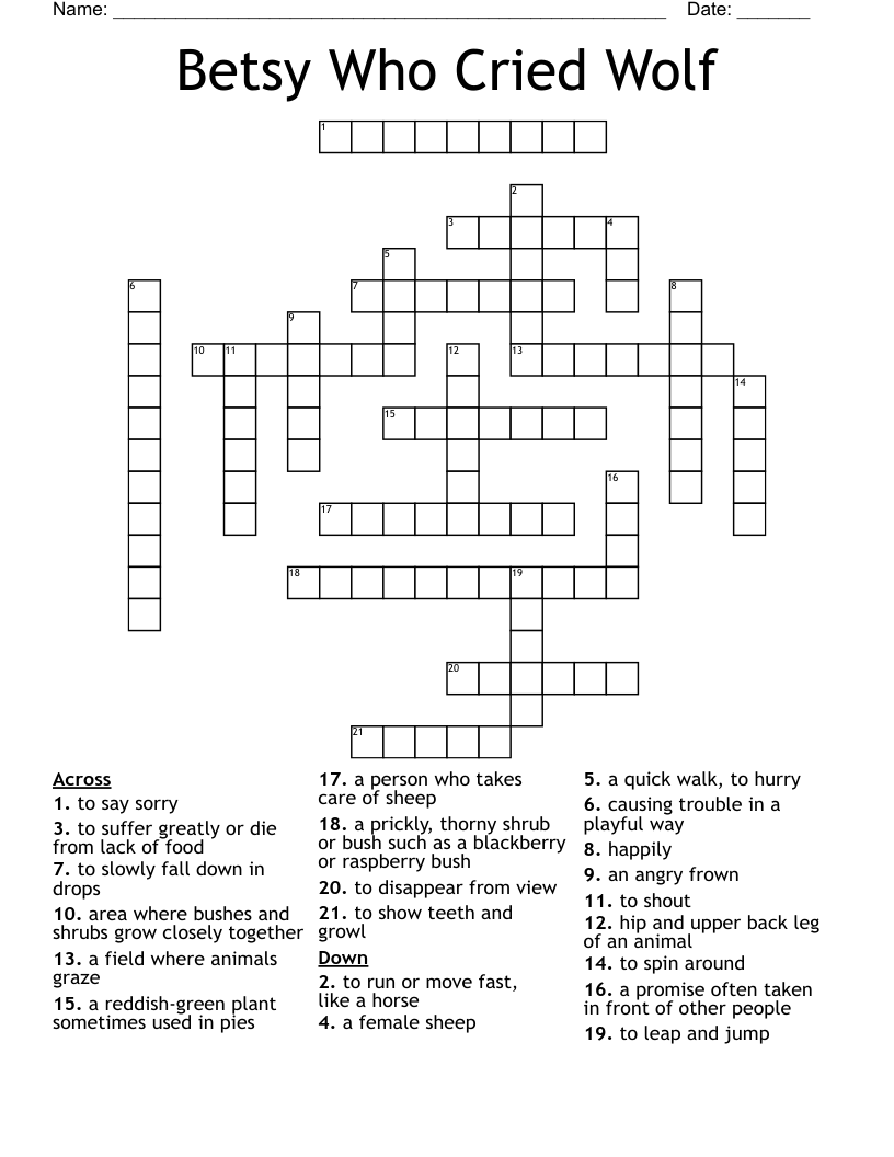 Betsy Who Cried Wolf Crossword WordMint Betsy Who Cried Wolf Crossword WordMint
