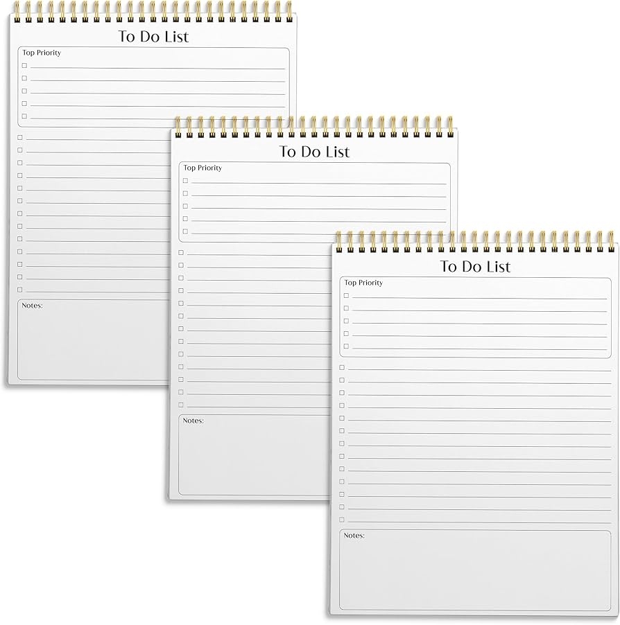 Better Office Products To Do List Notepad 8 5 X 11 Planning Note Pad 50 Sheets Double Wire Spiral Daily Agenda Productivity Checklist Organizer 3 Pack 0090696258236 Amazon Office Products
