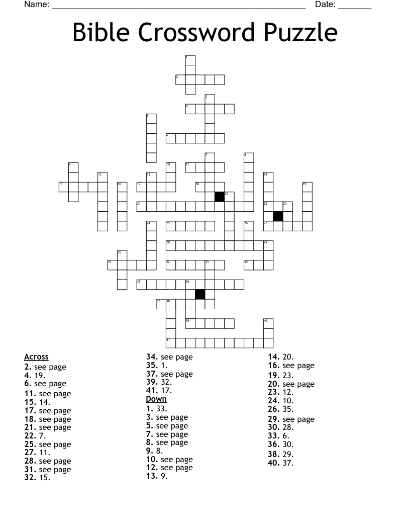biblical crossword puzzles