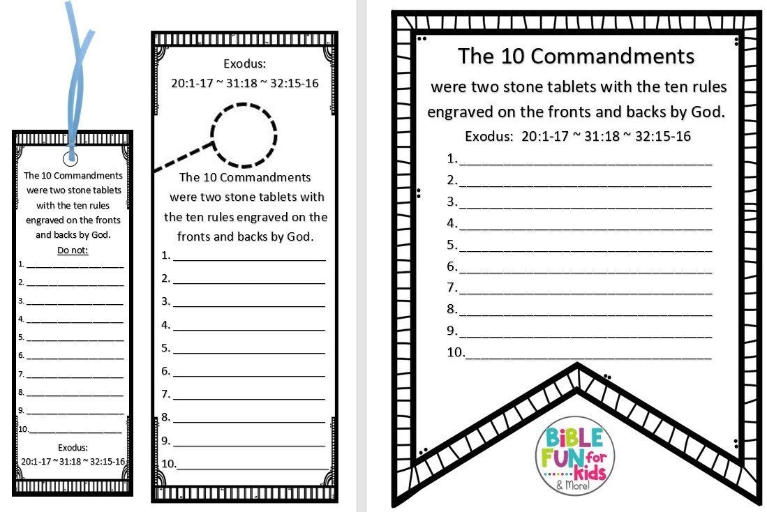 free printable 10 commandments printable worksheets
