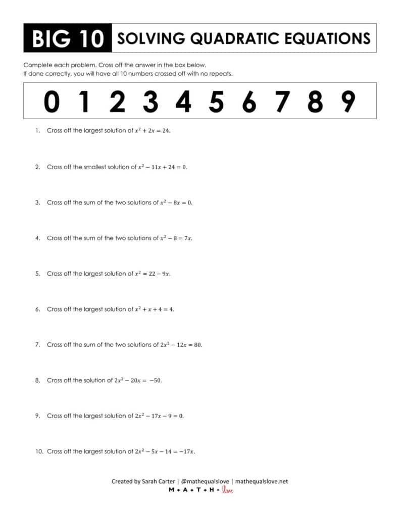 worksheet solving quadratic equations by factoring worksheet solving quadratic equations by factoring