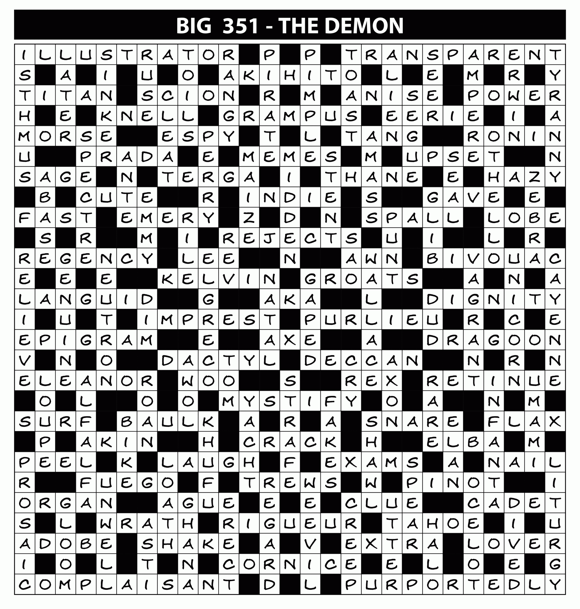 BIG Competition Solutions Issue 351 Lovatts Crossword Puzzles Games Trivia