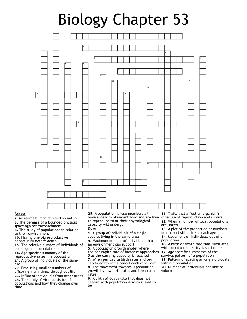 Biology Chapter 53 Crossword WordMint Biology Chapter 53 Crossword WordMint