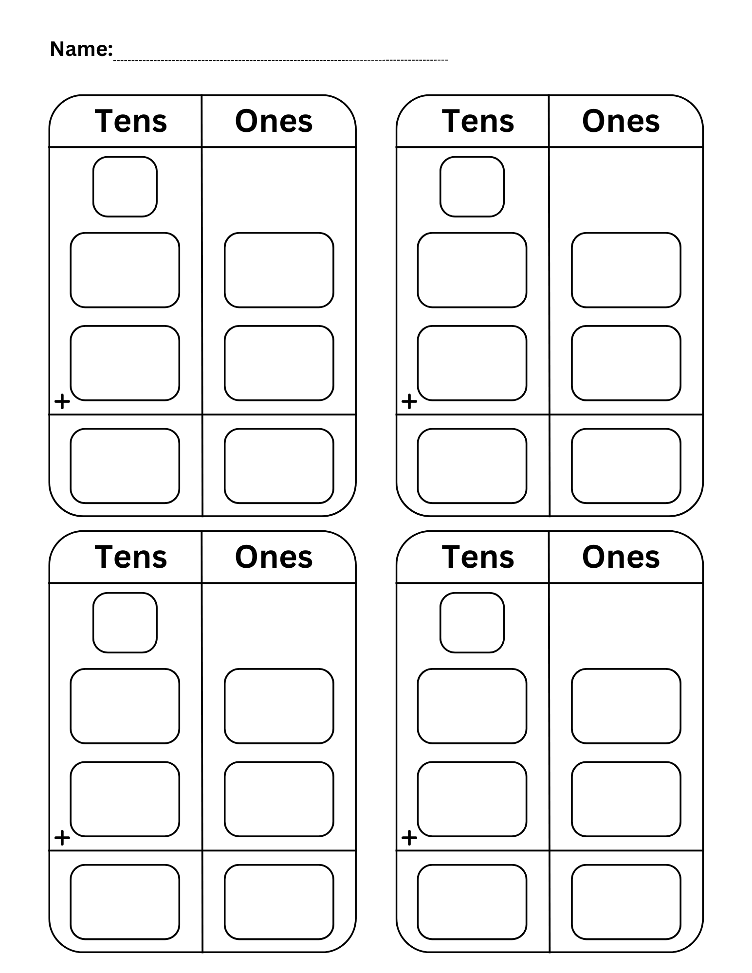 Blank 2 Digit Addition Worksheets Two Digit Addition Regrouping Template Made By Teachers Blank 2 Digit Addition Worksheets Two Digit Addition Regrouping Template Made By Teachers