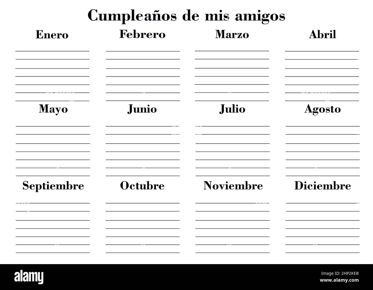 Blank Calendar In Spanish Hi res Stock Photography And Images Alamy