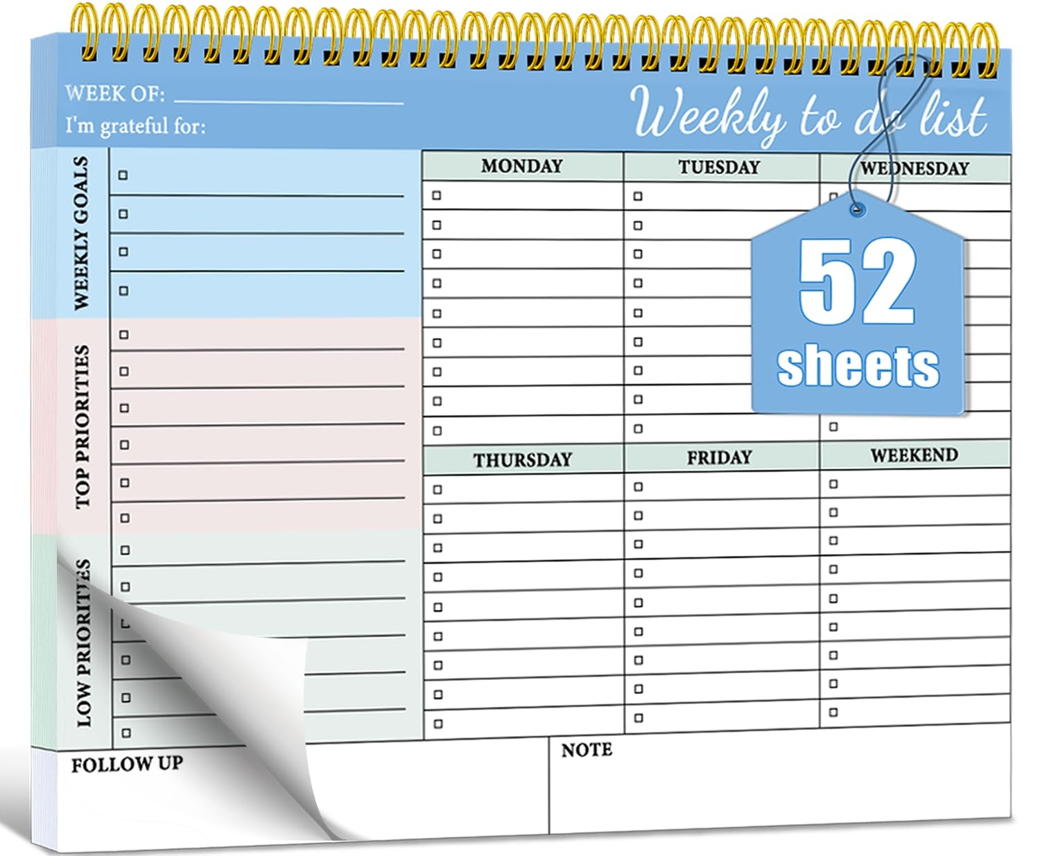 BLESWIN Weekly To Do List Notebook For Work 52 Sheets Undated Planner A4 8 5 11 BLESWIN Weekly To Do List Notebook For Work 52 Sheets Undated Planner A4 8 5 11