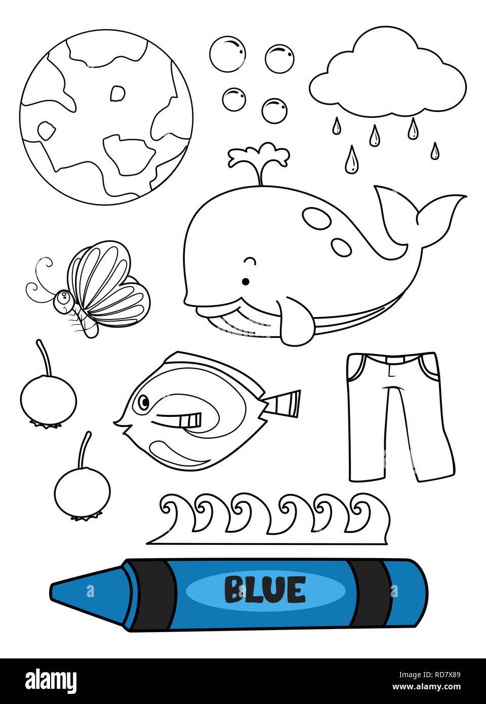 Blue Coloring Page Cut Out Stock Images Pictures Alamy