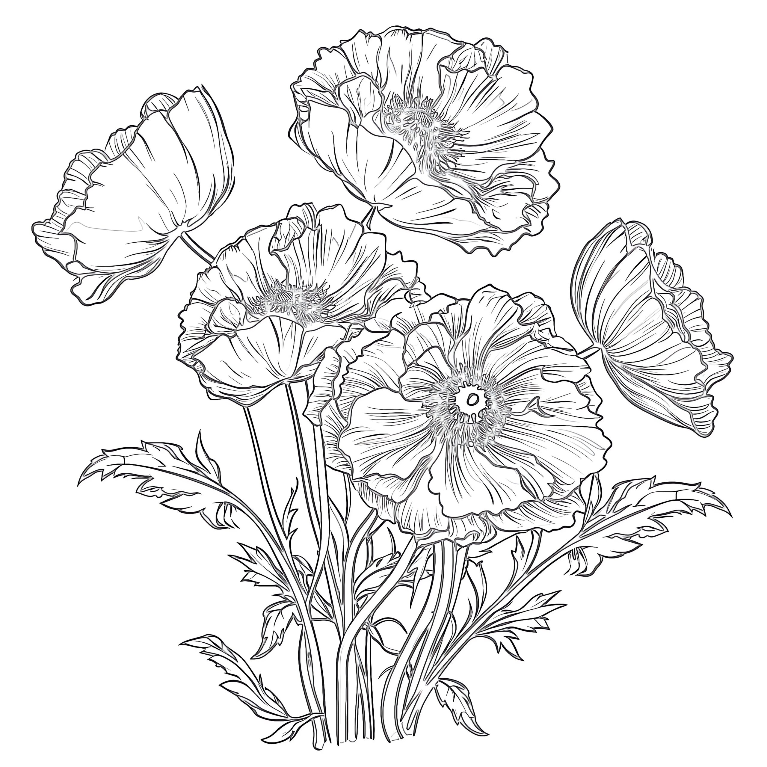 Blue Poppy Coloring Page Coloring Pages Mimi Panda