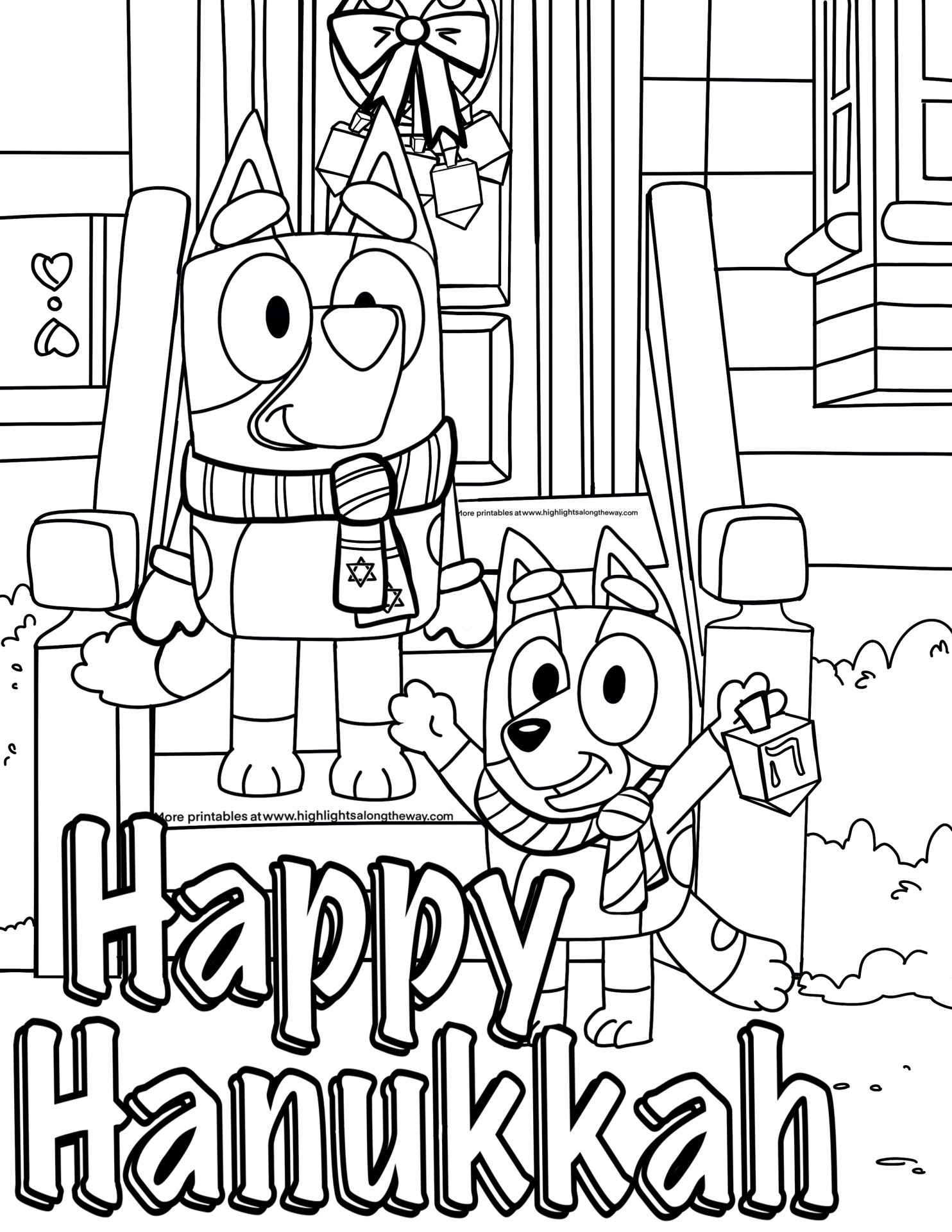 Bluey Hanukkah Coloring Page Bluey Hanukkah Coloring Page