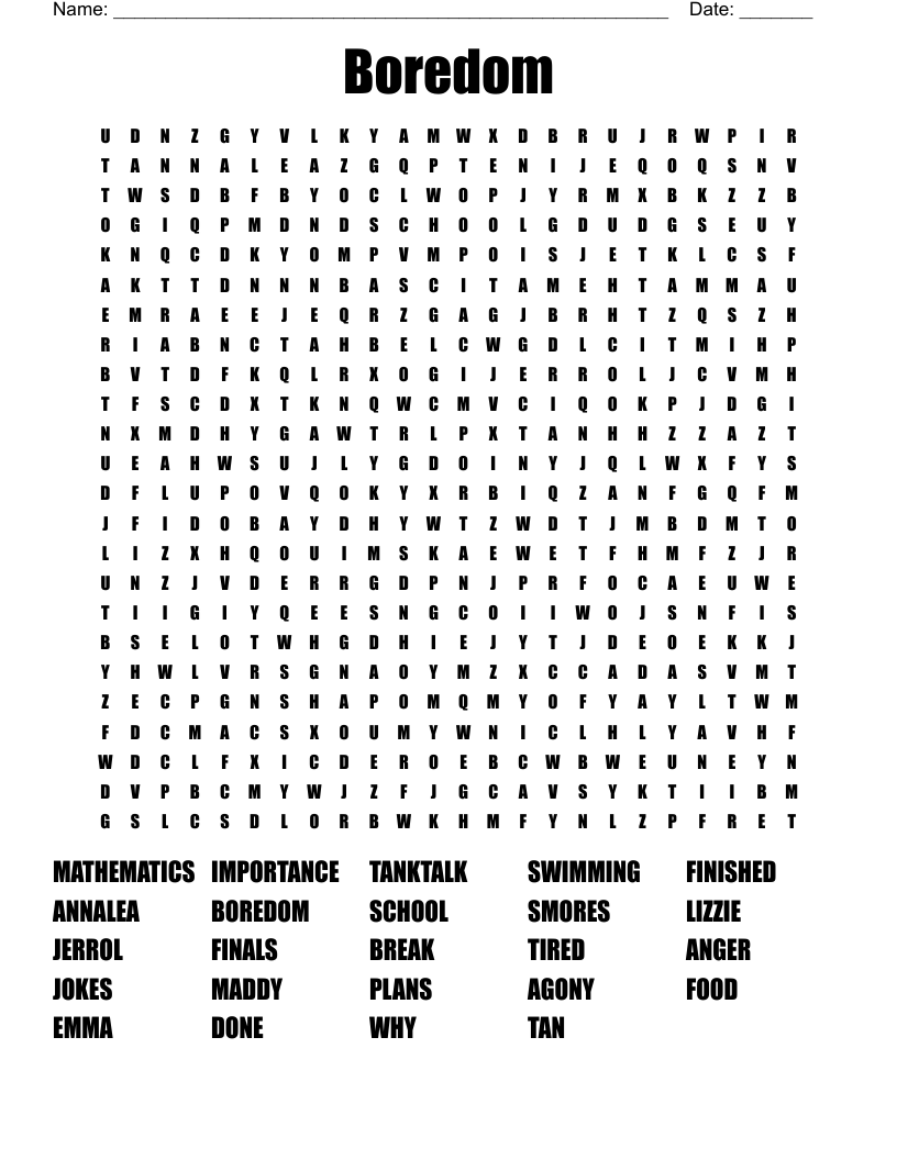 Boredom Word Search WordMint Boredom Word Search WordMint
