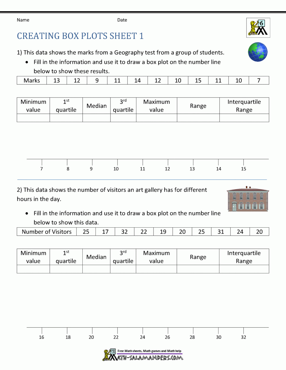 Box Plot Worksheets Box Plot Worksheets
