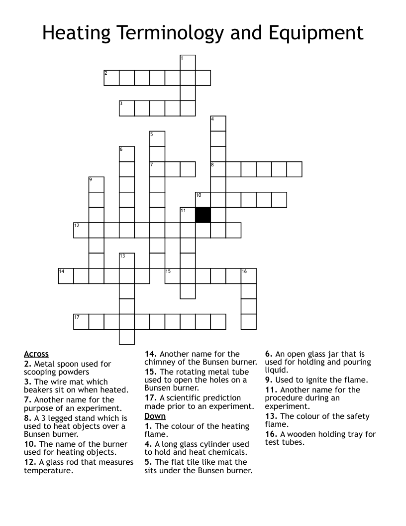 BUNSEN BURNER Crossword WordMint
