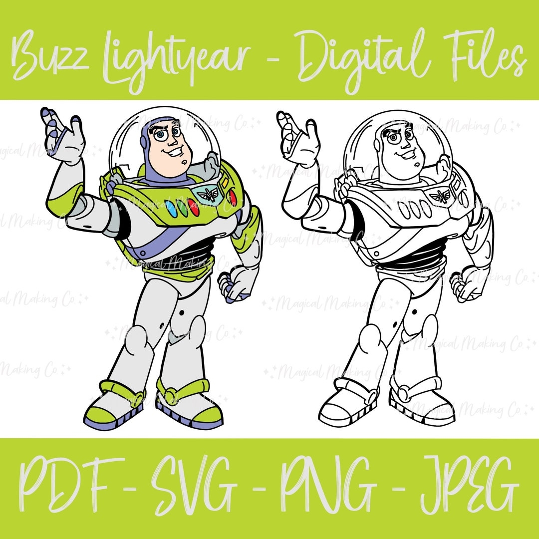 Buzz Lightyear toy Story Digital Files Svg png pdf jpeg Kids Coloring Pages pixar Coloring Page Etsy