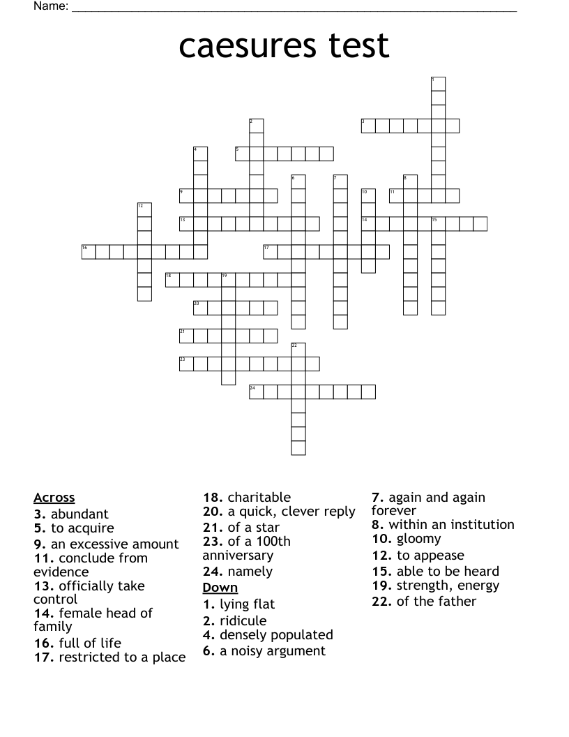 Caesures Test Crossword WordMint