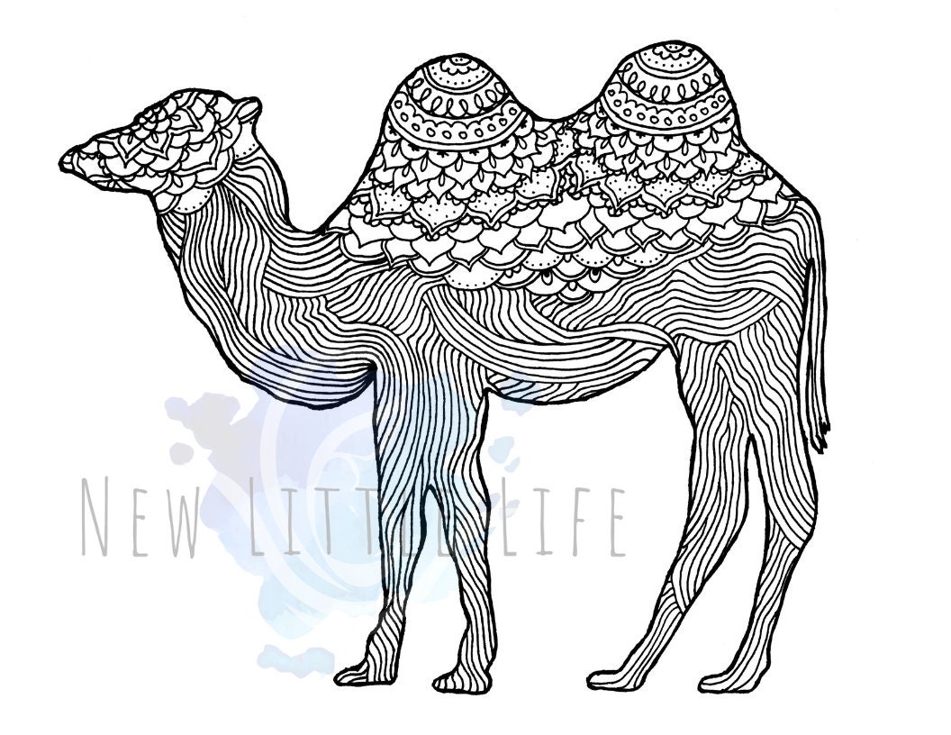 Camel Coloring Page DIGITAL DOWNLOAD Adult Coloring Divine Beast Zelda Mandala Camel Coloring Page Animal Coloring Page Camel Etsy