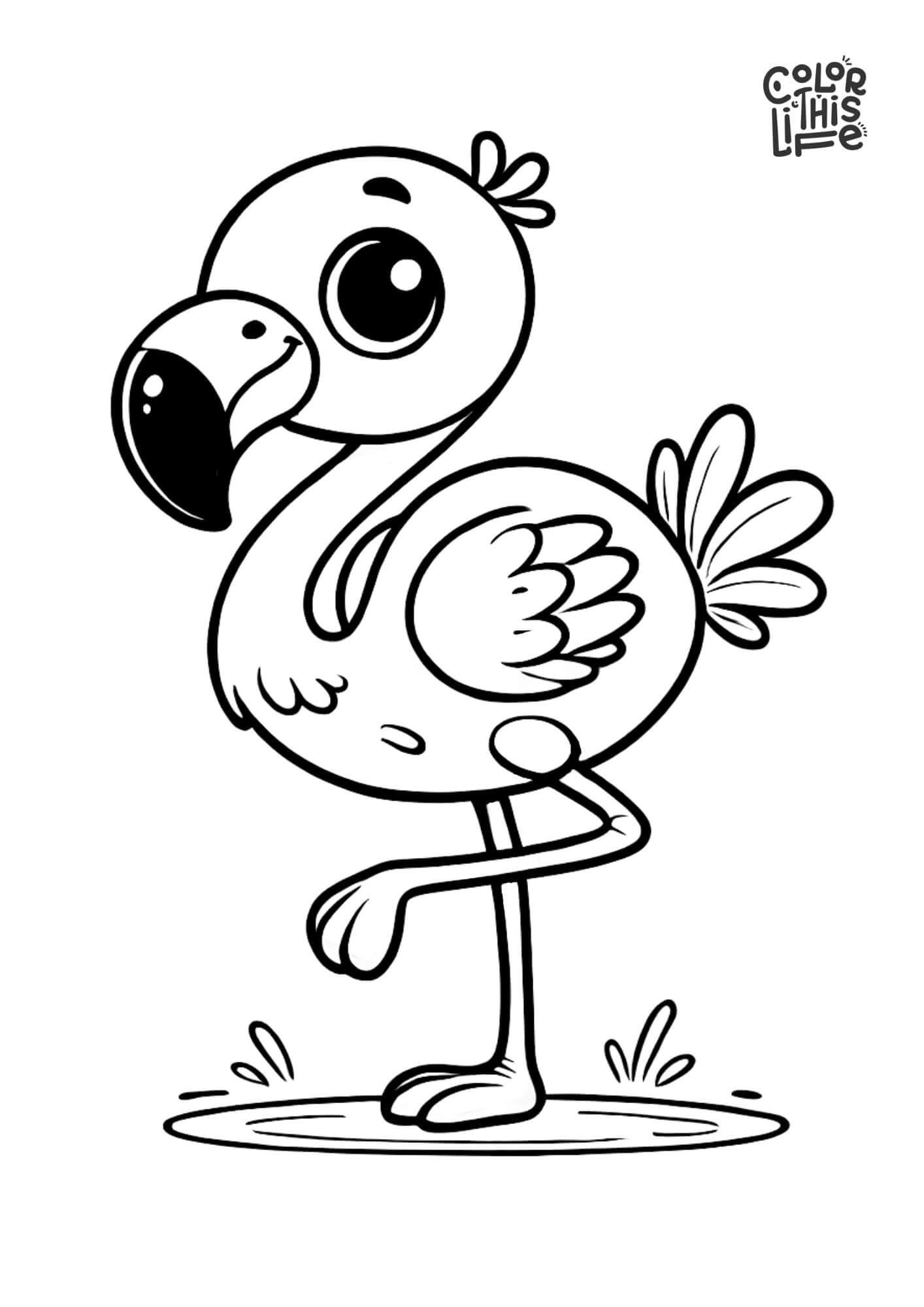 Cartoon Cute Flamingo Coloring Page Color This Life Cartoon Cute Flamingo Coloring Page Color This Life