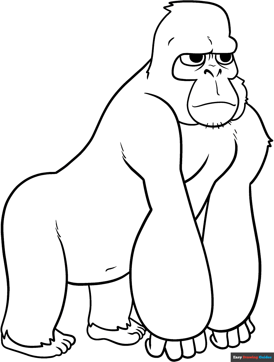 Cartoon Gorilla Coloring Page Easy Drawing Guides