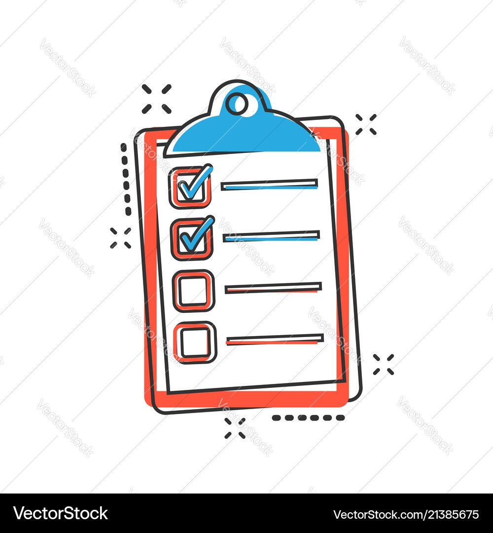 Cartoon To Do List Icon In Comic Style Checklist Royalty Free Vector VectorStock