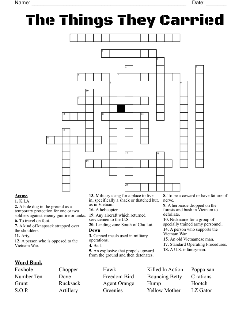 Cartoon Vocabulary 1 3 Review Crossword WordMint