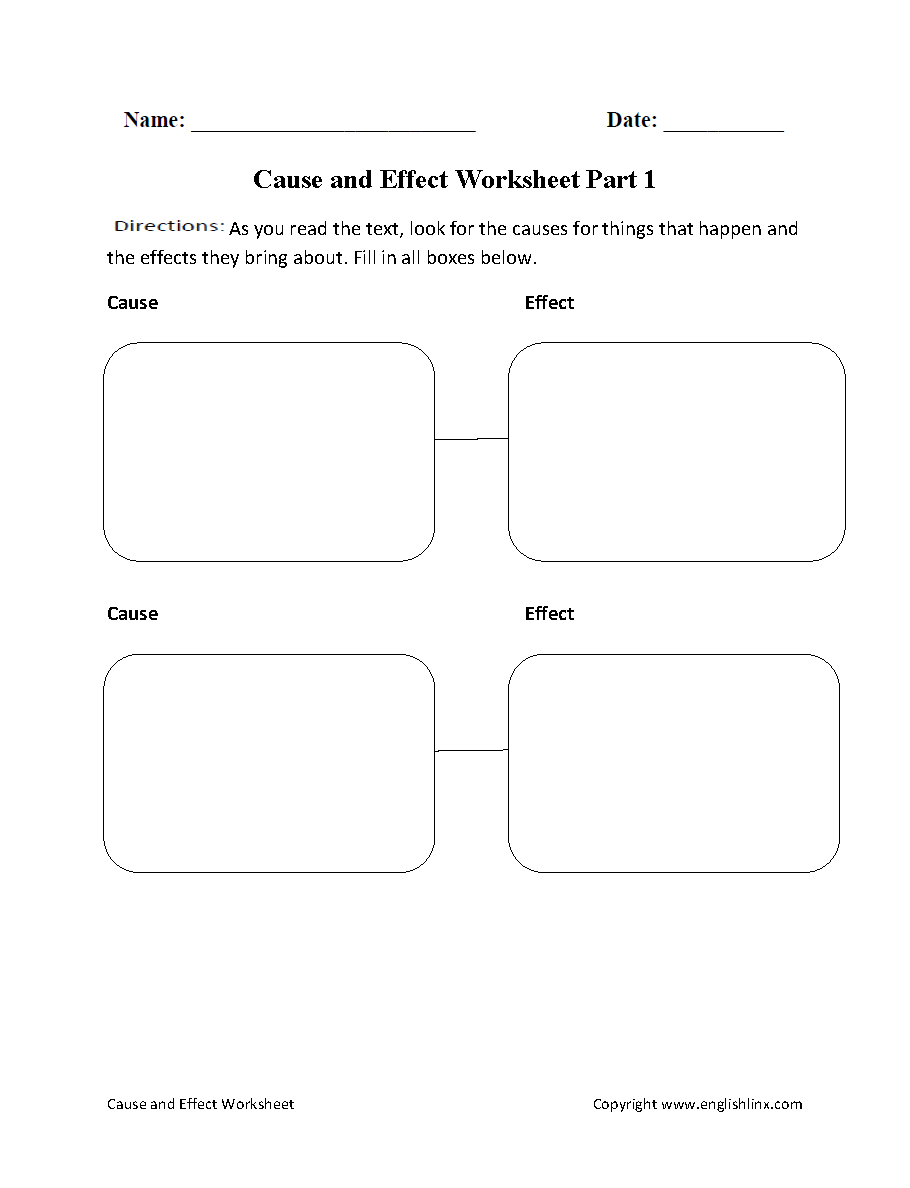 cause and effect worksheets