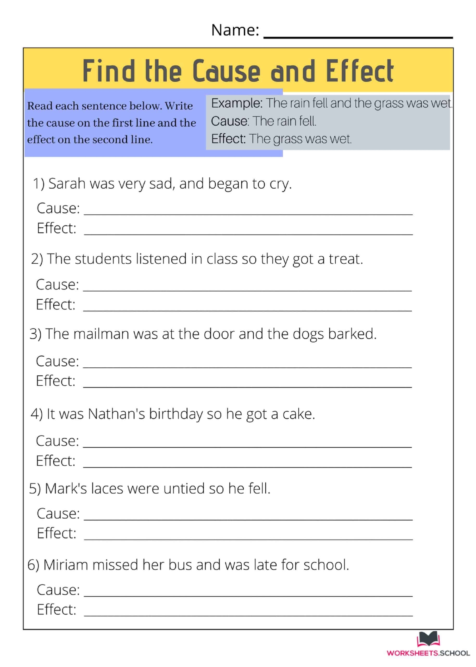 Cause And Effect Worksheets For Grade 1 Worsheets Library Worksheets Library