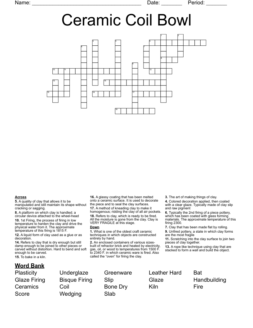 Ceramic Coil Bowl Crossword WordMint