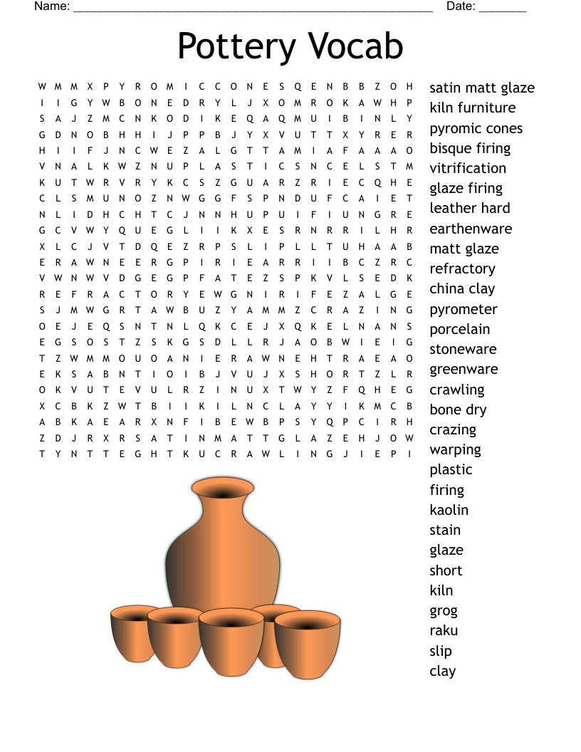Ceramics Vocabulary Crossword WordMint
