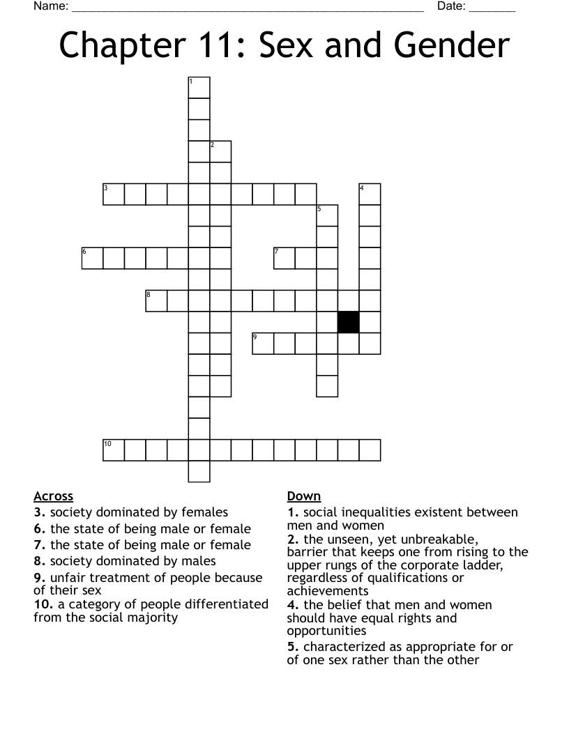 Chapter 11 Sex And Gender Crossword WordMint
