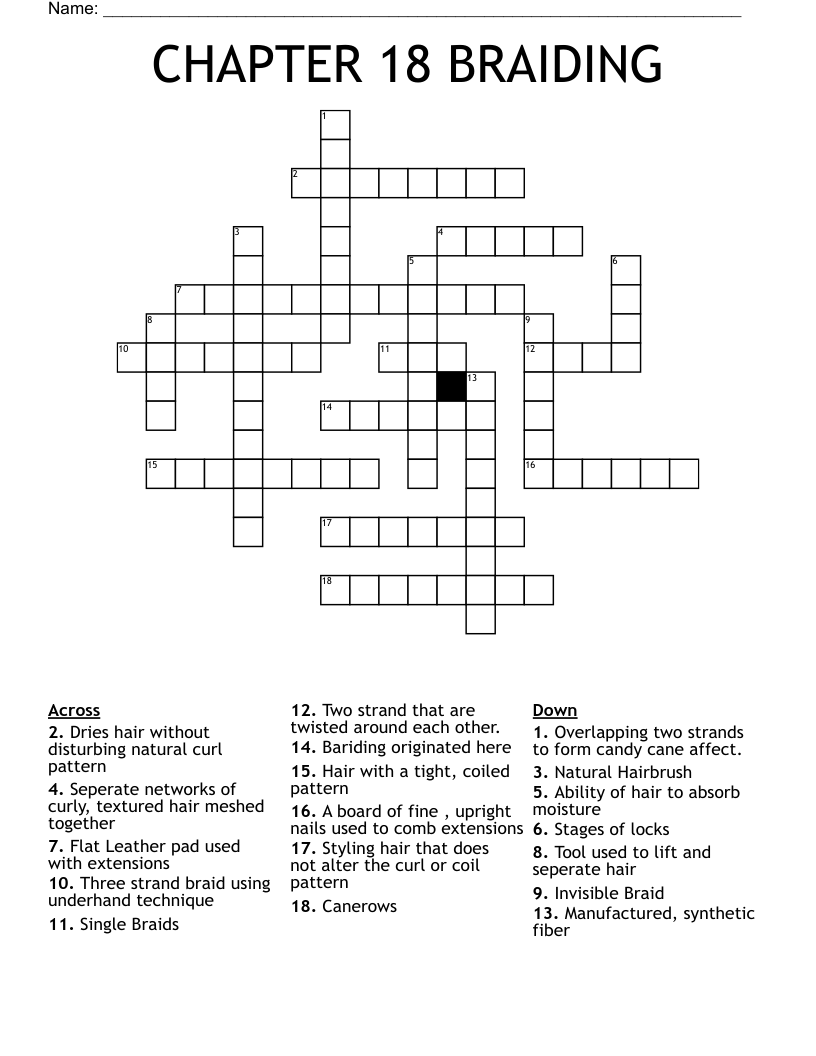 CHAPTER 18 BRAIDING Crossword WordMint