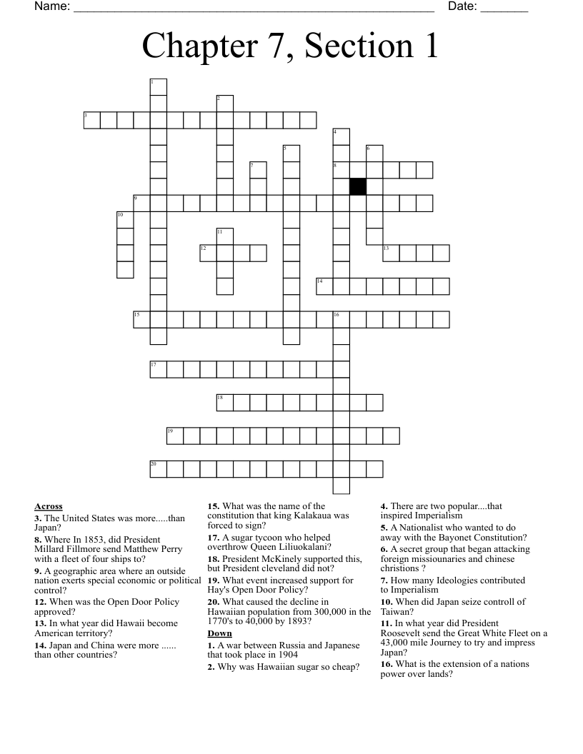 Chapter 7 Section 1 Crossword WordMint