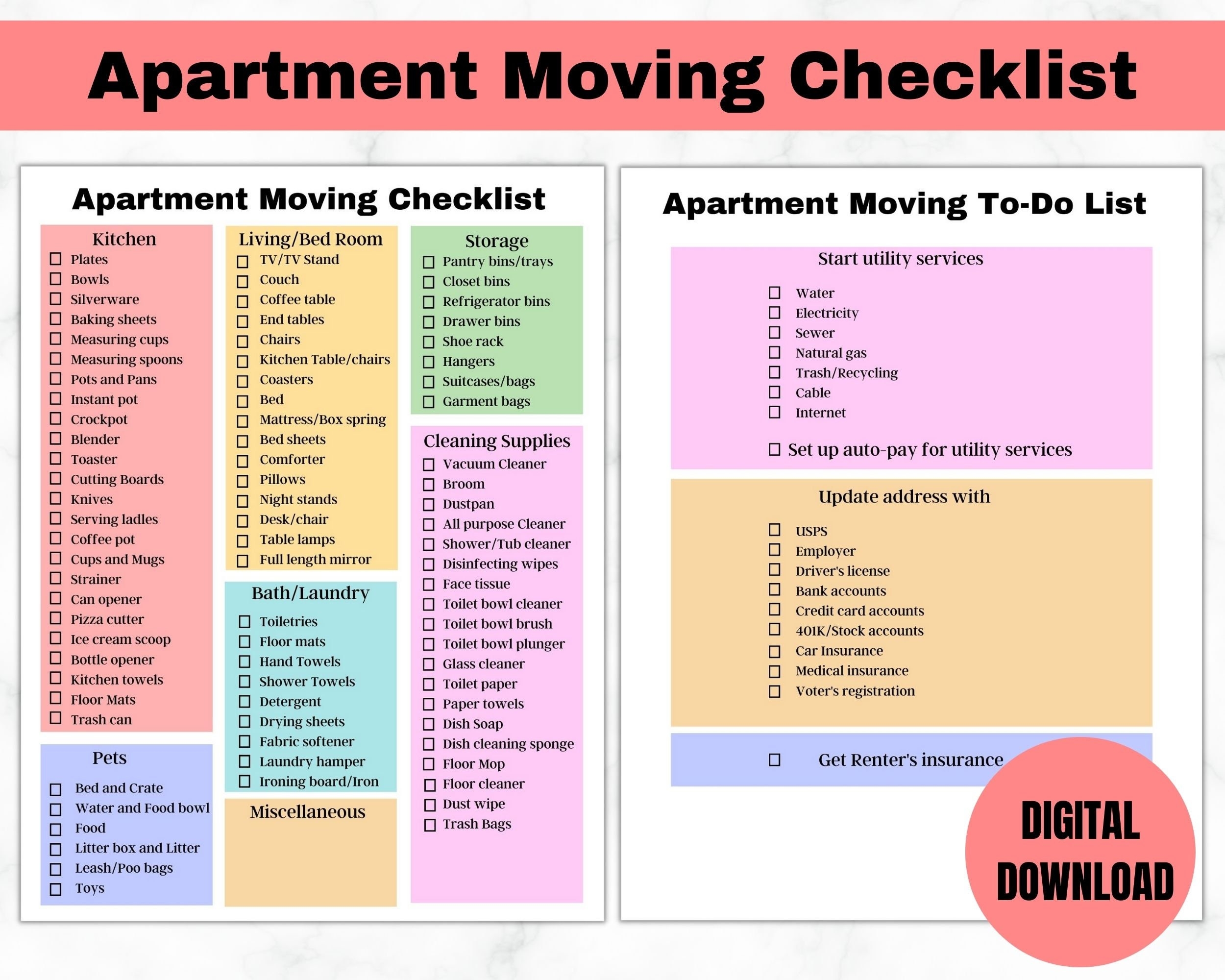 Checklist Printable Template Moving Checklist How To Buy A House When Moving Out Of State Apartment