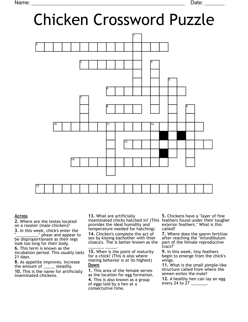 Chicken Crossword Puzzle WordMint Chicken Crossword Puzzle WordMint