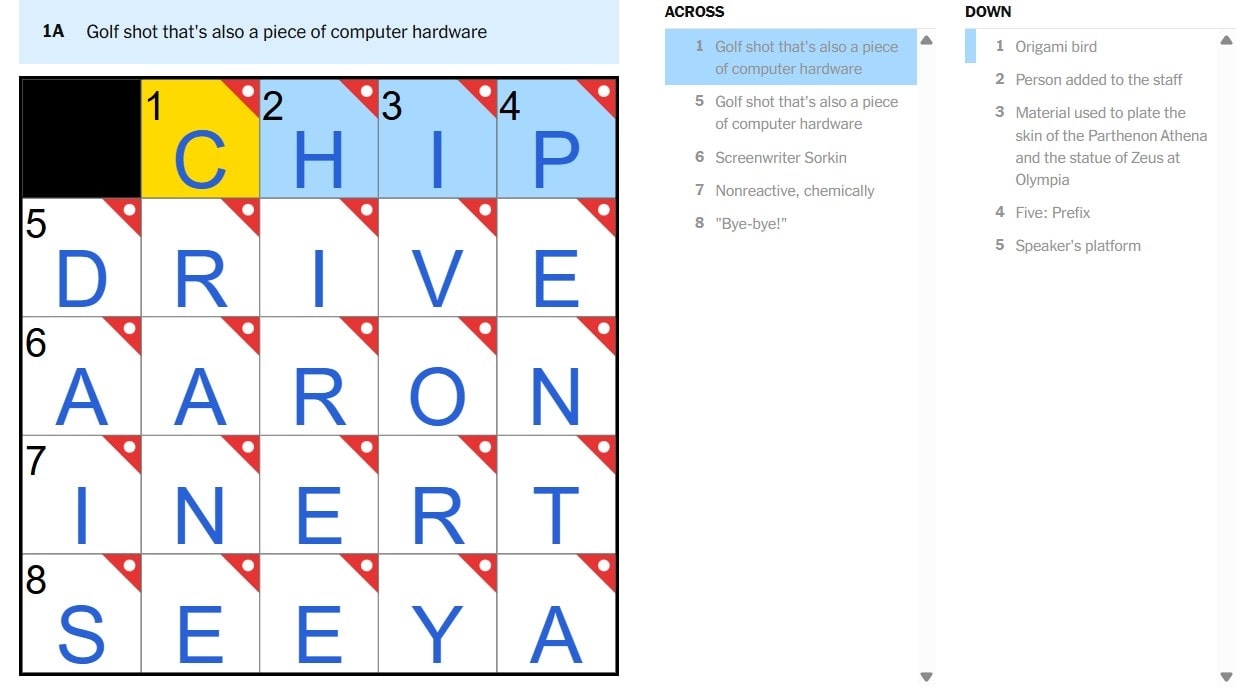 CHIP Vs DRIVE NYT Mini Crossword Answers May 18 2025 H2S Media