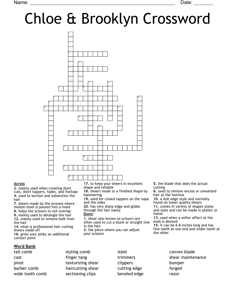 Chloe Brooklyn Crossword WordMint