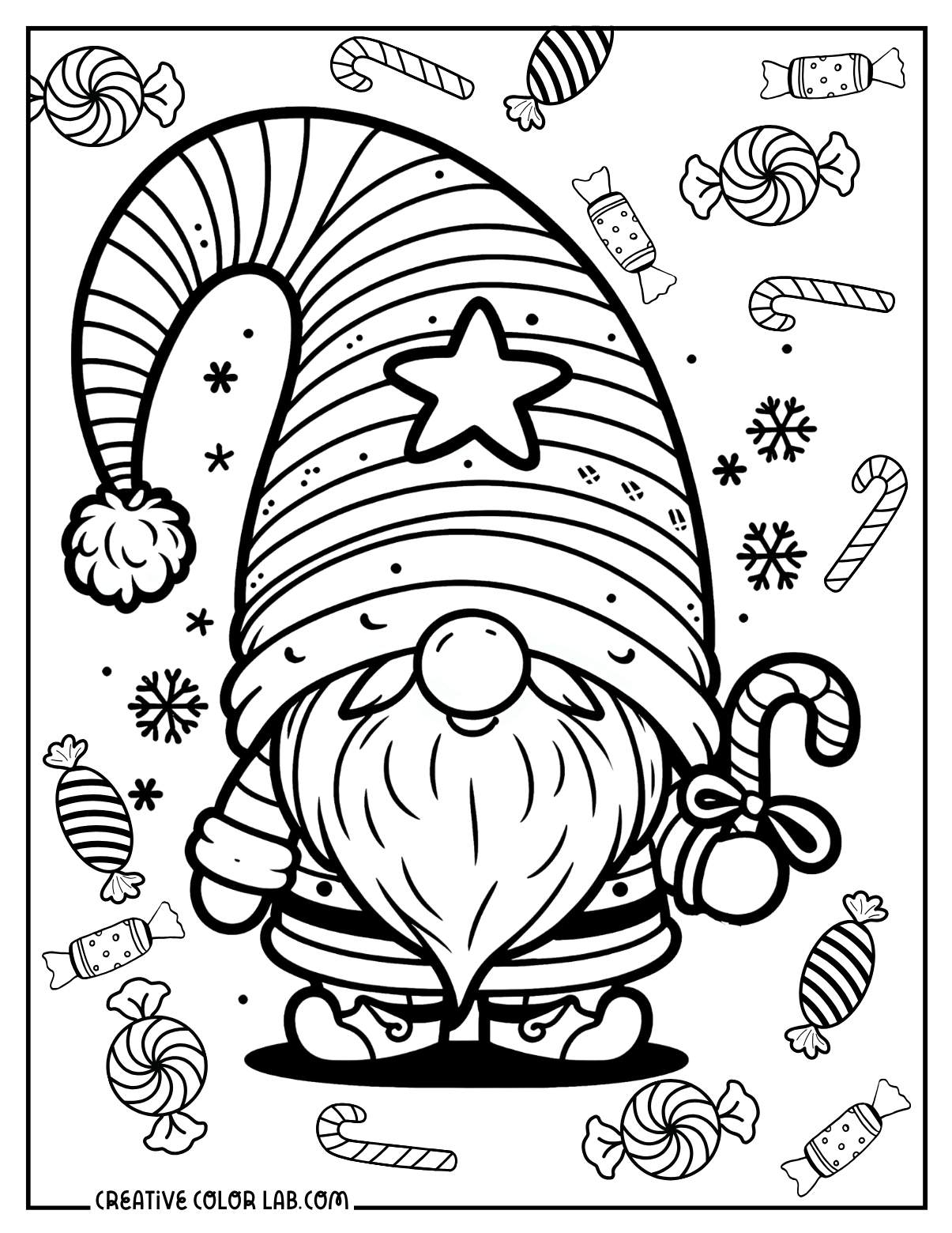 Christmas Gnome Coloring Pages Printables