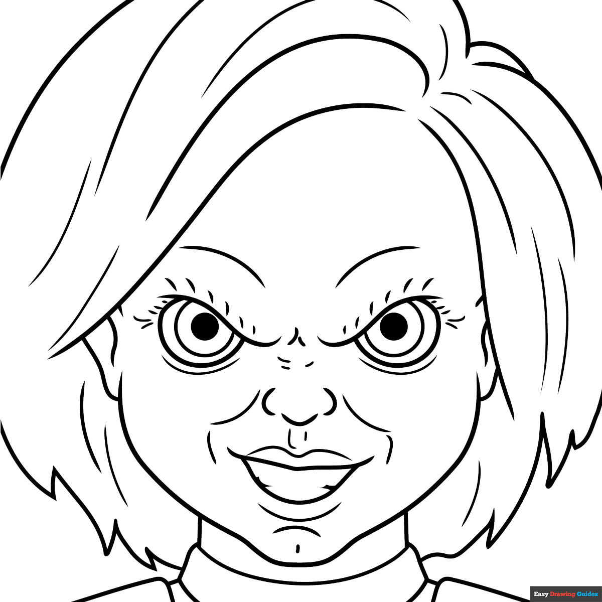 Chucky Face Coloring Page Easy Drawing Guides Chucky Face Coloring Page Easy Drawing Guides