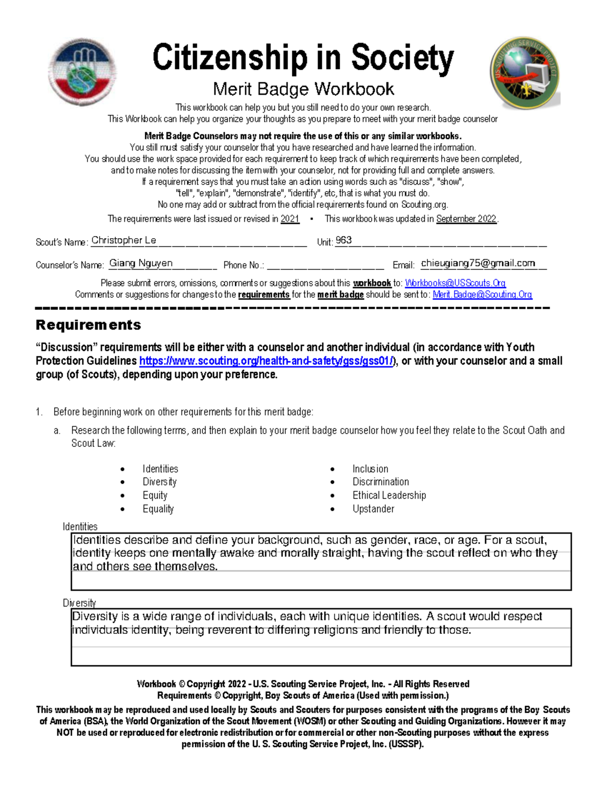 Citizenship In Society Merit Badge Workbook ODD Studocu