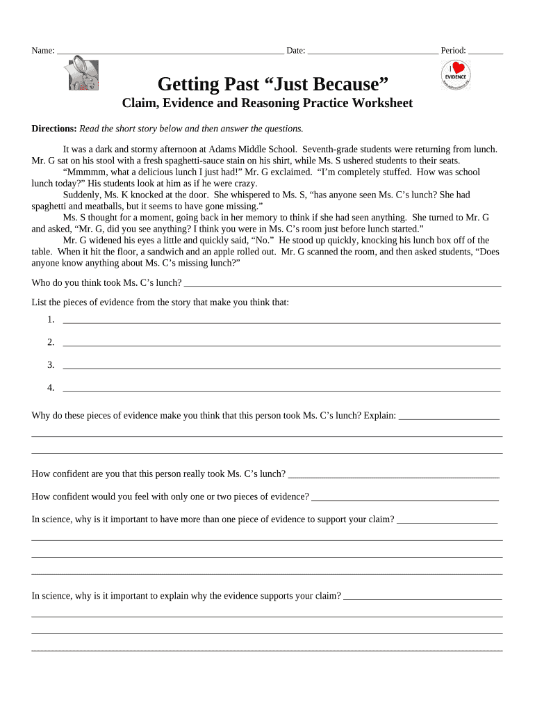 Claim Evidence Reasoning Worksheet Fill Out Sign Online DocHub