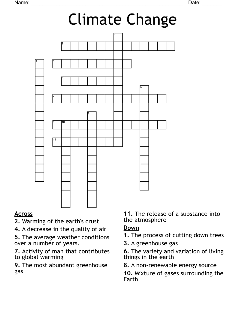 Climate Change Crossword WordMint Climate Change Crossword WordMint