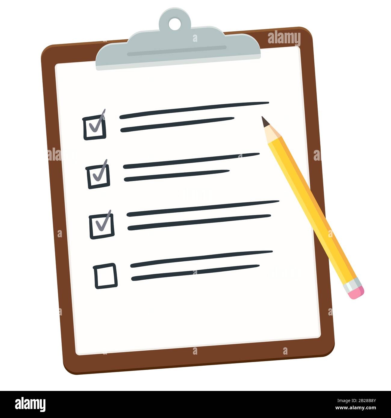 Clipboard With Checklist And Pencil To do List Or Task Assessment With Tick Marks Isolated Clip Art Illustration In Simple Flat Vector Style Stock Vector Image Art Alamy