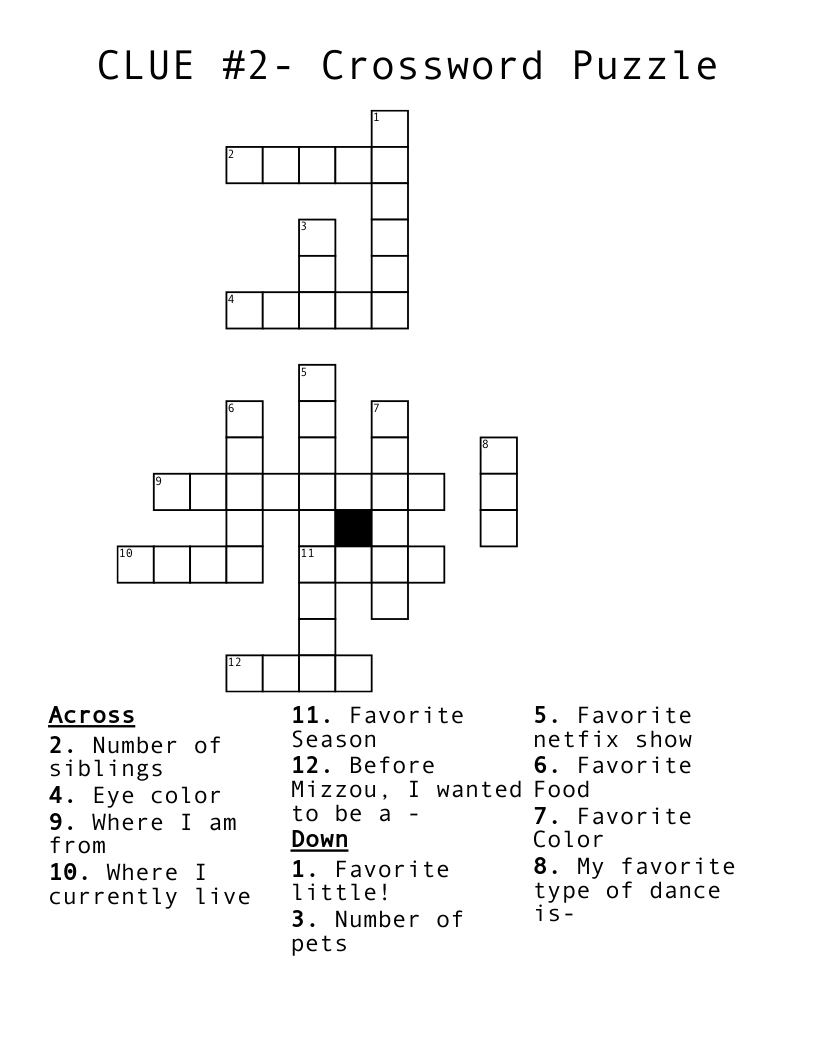 CLUE 2 Crossword Puzzle WordMint