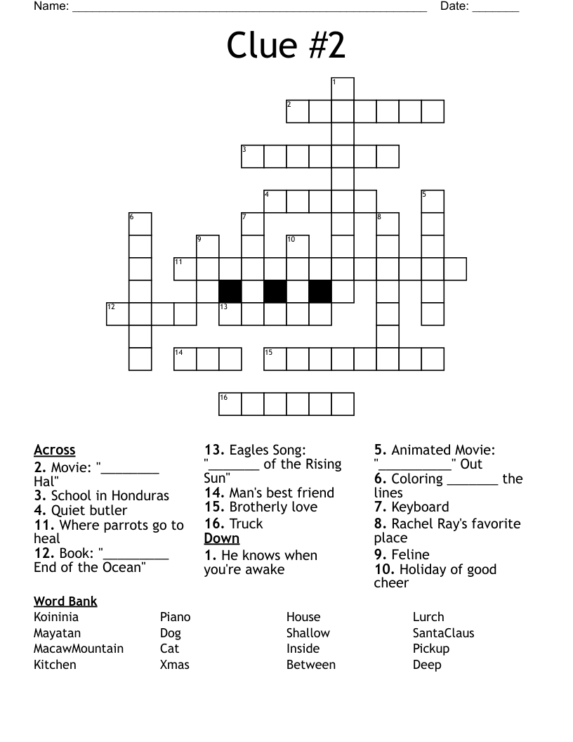 Clue 2 Crossword WordMint