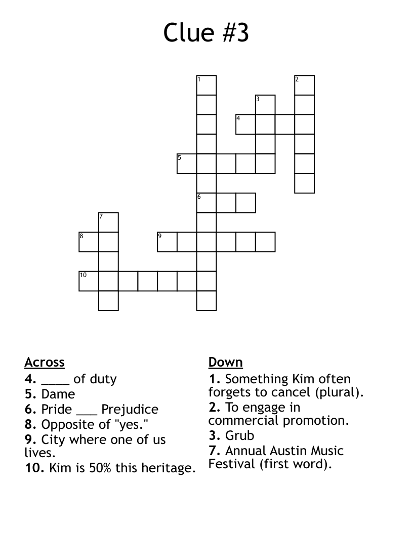 Clue 3 Crossword WordMint