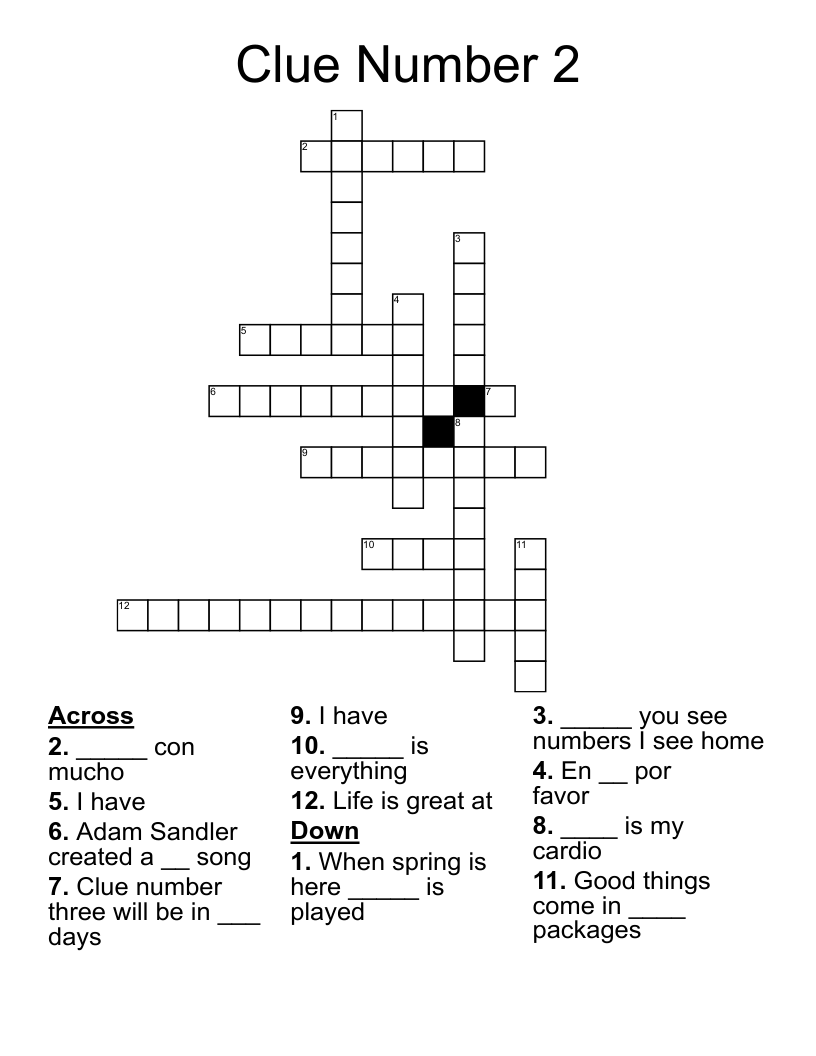 Clue Number 2 Crossword WordMint Clue Number 2 Crossword WordMint