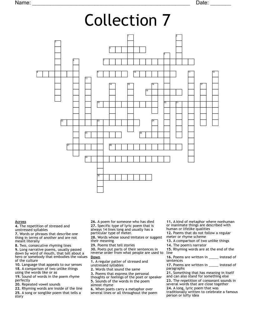 Collection 7 Crossword WordMint