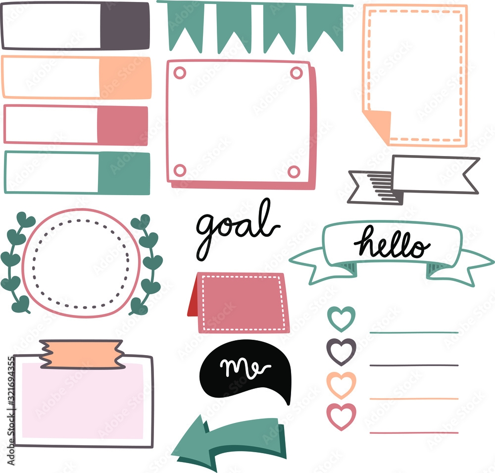 Collection Decoration Item Set For Digital Planner Note Paper Header To Do List Goal Index Stickers Templates Decorated For Cutest Memo Illustrations And Inspirational Quote School Schedule Stock Vector Adobe Stock