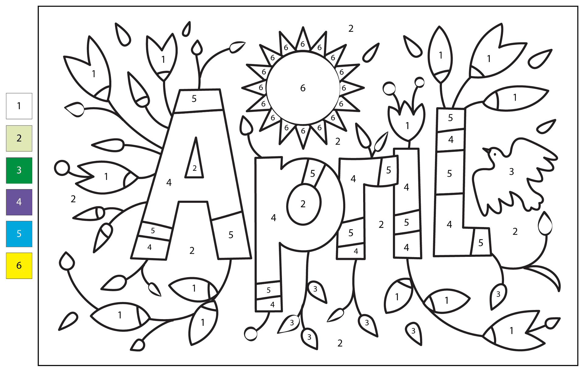 Color By Number April Coloring Page Free Printable Color By Number April Coloring Page Free Printable