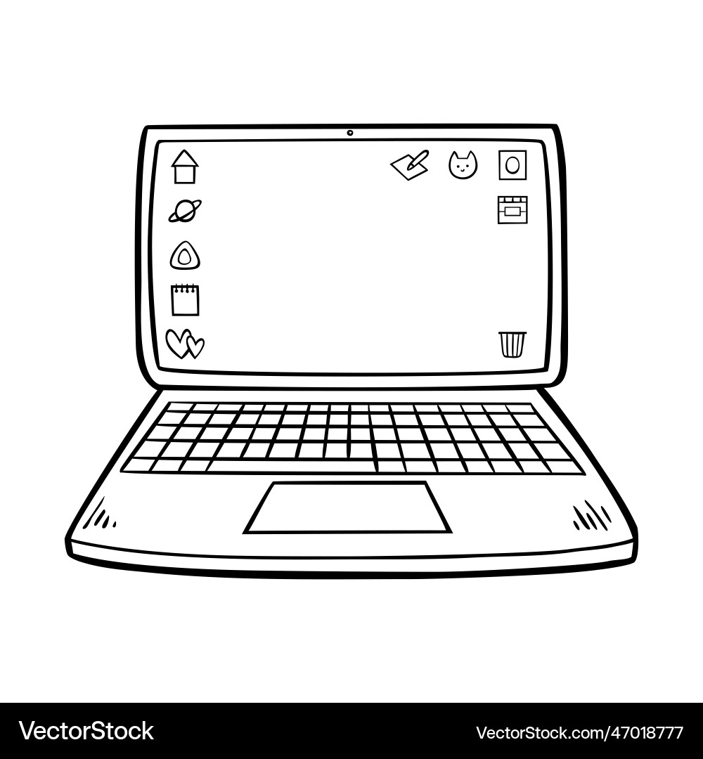 Coloring Book For Kids Laptop Computer Royalty Free Vector VectorStock Coloring Book For Kids Laptop Computer Royalty Free Vector VectorStock