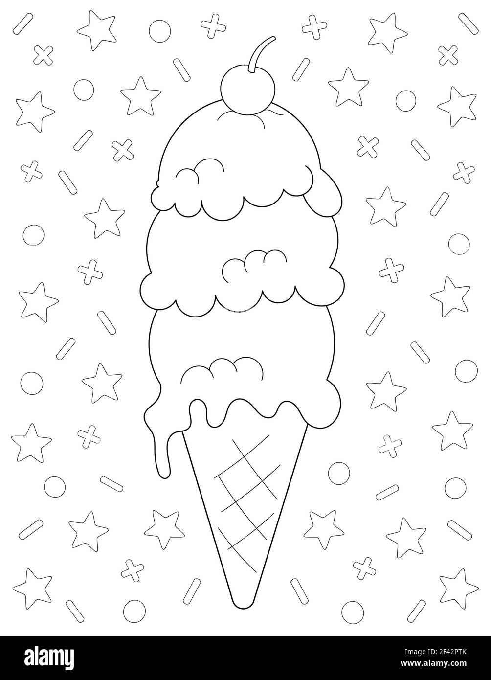 Coloring Page With A Big Ice Cream Cone With 3 Scoops And A Cherry On Top Coloring Page With A Big Ice Cream Cone With 3 Scoops And A Cherry On Top